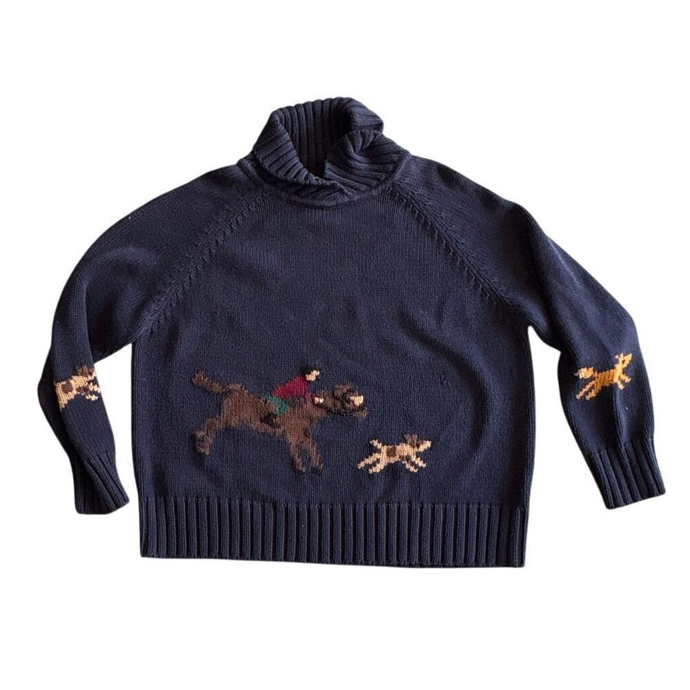 Vintage Pendleton Fox Hunt Embroidered Navy Sweater